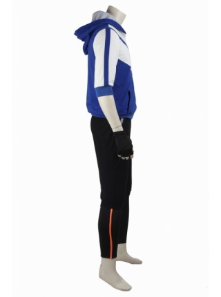 Game Pokemon Go Male Trainer Blue Hoodies Set Halloween Cosplay Costume