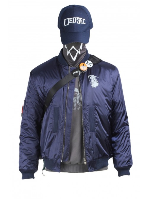 Game Watch_Dogs 2 Marcus Holloway Navy Blue Jacket Set Halloween Cosplay Costume