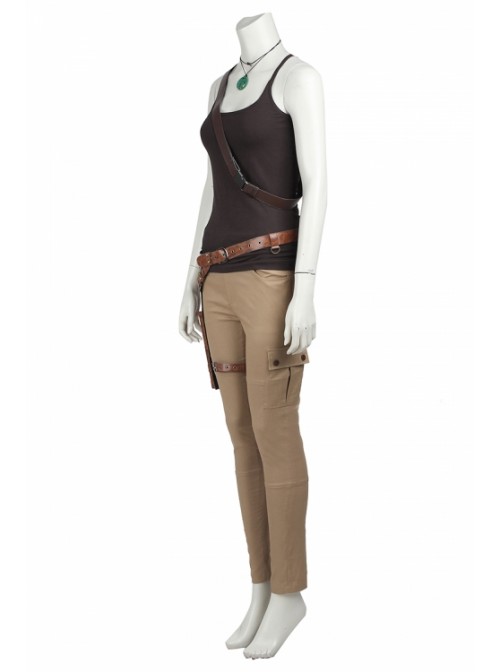 Tomb Raider Lara Croft Brown Vest Set Halloween Cosplay Costume