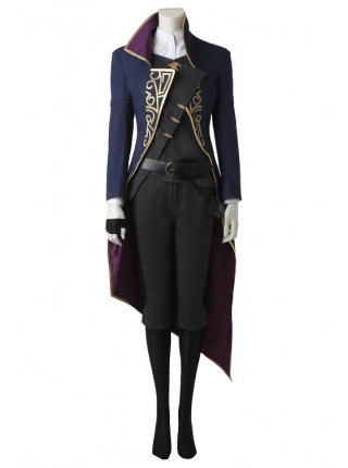 Dishonored 2 Queen Emily Navy Blue Coat Set Halloween Cosplay Costume