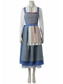 The Movie In 2017 Beauty And The Beast Blue Cotton Linen Dress Belle Halloween Cosplay Costume