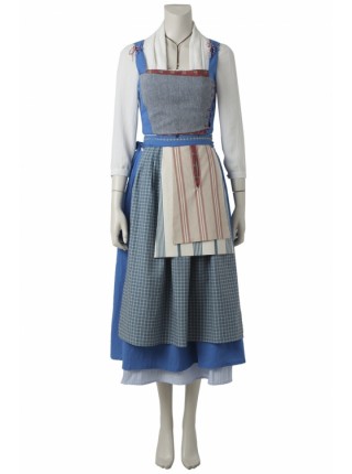 The Movie In 2017 Beauty And The Beast Blue Cotton Linen Dress Belle Halloween Cosplay Costume