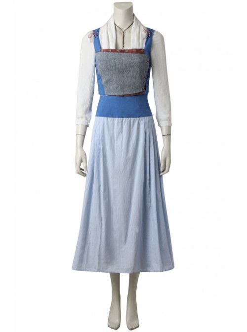 The Movie In 2017 Beauty And The Beast Blue Cotton Linen Dress Belle Halloween Cosplay Costume