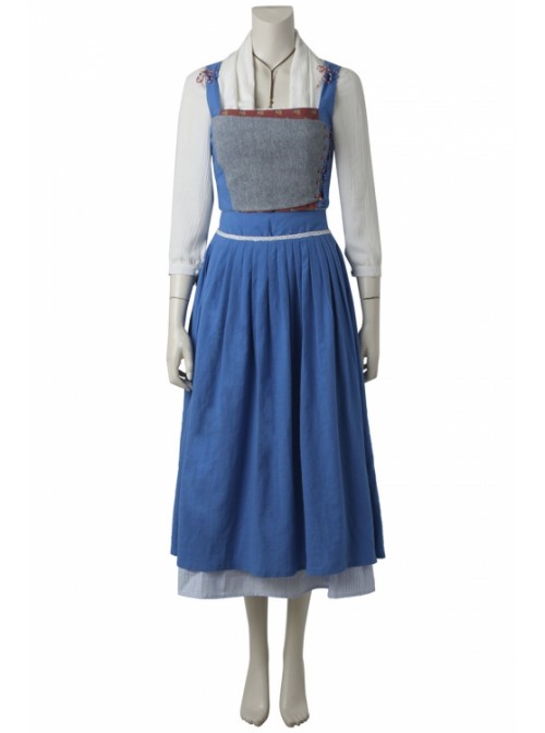The Movie In 2017 Beauty And The Beast Blue Cotton Linen Dress Belle Halloween Cosplay Costume