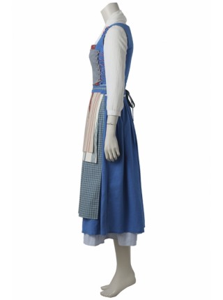 The Movie In 2017 Beauty And The Beast Blue Cotton Linen Dress Belle Halloween Cosplay Costume