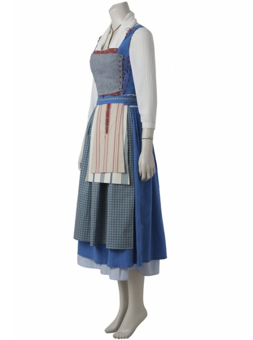 The Movie In 2017 Beauty And The Beast Blue Cotton Linen Dress Belle Halloween Cosplay Costume