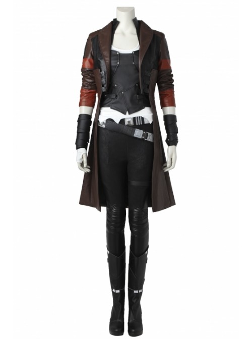 Guardians Of The Galaxy Vol. 2 Gamora Brown Leather Jacket Set Halloween Cosplay Costume