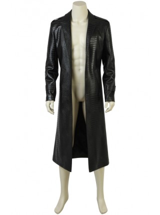 Tekken Kazuya Mishima Striped Suit Black Leather Windbreaker Set Halloween Cosplay Costume