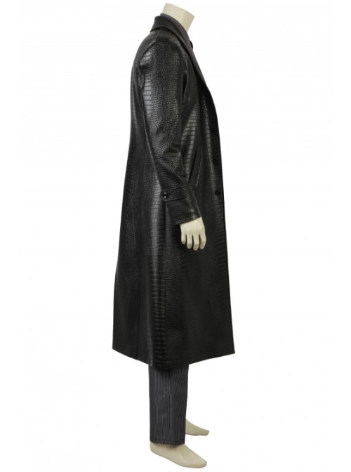 Tekken Kazuya Mishima Striped Suit Black Leather Windbreaker Set Halloween Cosplay Costume