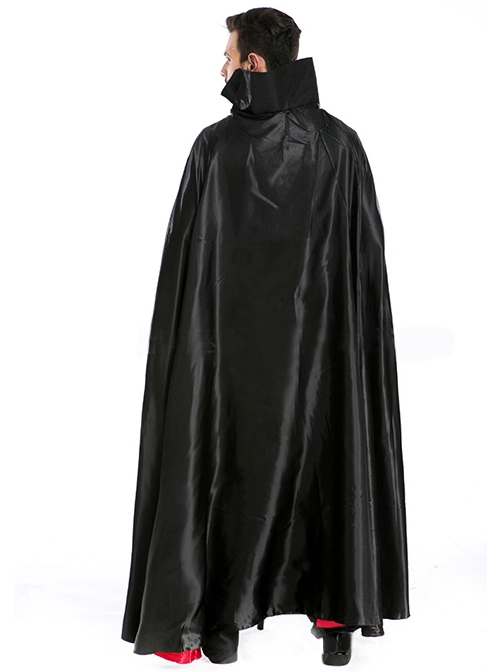 Black Stand Collar Long Cape Earl Tuxedo Suit Halloween Magician Demon Vampire Costume Couple Male