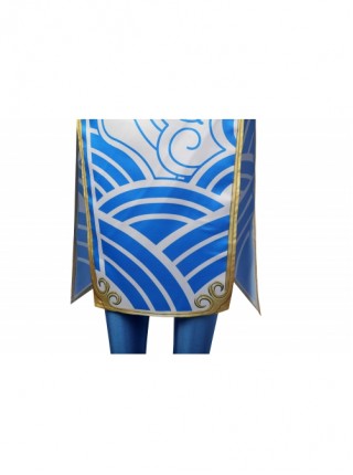 Street Fighter 6 Chun Li Halloween Cosplay Costume Blue And White Gradient Cheongsam Dress Set