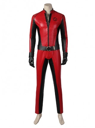 The Umbrella Academy Season 3 Ben No.2 Halloween Cosplay Costume Black Striped Red Bodysuit Set