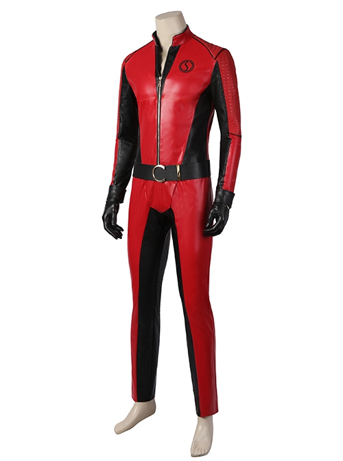 The Umbrella Academy Season 3 Ben No.2 Halloween Cosplay Costume Black Striped Red Bodysuit Set