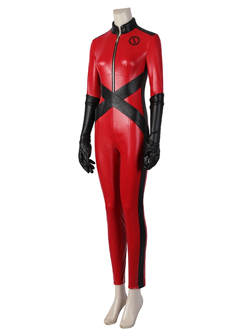 The Umbrella Academy Season 3 Sloane No.5 Halloween Cosplay Costume Female Slim Fit Red Bodysuit Set