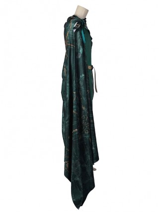 The Lord Of The Rings Elrond Halloween Cosplay Costume Delicate Gold Pattern Dark Green Cape Green Robe Set