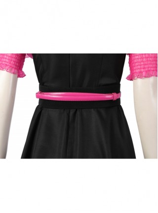 Monster High The Movie Draculaura Halloween Cosplay Costume Pink Puff Sleeve Black Dress Set