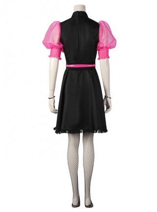 Monster High The Movie Draculaura Halloween Cosplay Costume Pink Puff Sleeve Black Dress Set