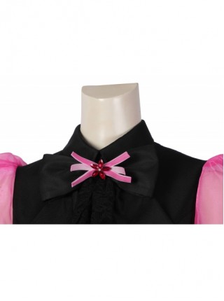 Monster High The Movie Draculaura Halloween Cosplay Costume Pink Puff Sleeve Black Dress Set