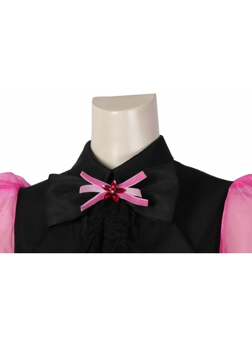 Monster High The Movie Draculaura Halloween Cosplay Costume Pink Puff Sleeve Black Dress Set