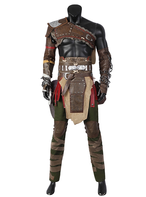 God Of War Ragnarok Kratos Halloween Cosplay Costume Brown Exquisite Clothes Set