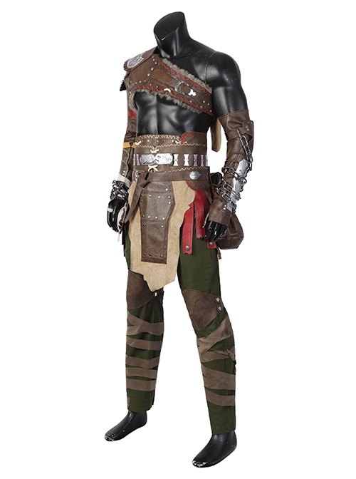 God Of War Ragnarok Kratos Halloween Cosplay Costume Brown Exquisite Clothes Set