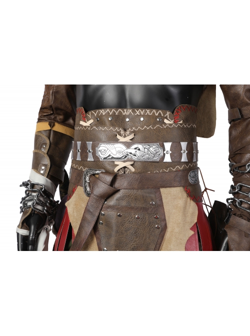 God Of War Ragnarok Kratos Halloween Cosplay Costume Brown Exquisite Clothes Set