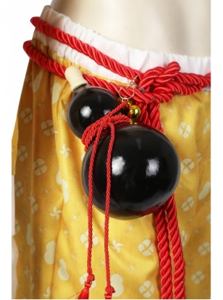 Street Fighter 6 Jamie Halloween Cosplay Costume Yellow Print Costume Waist Gourd Accessory Set