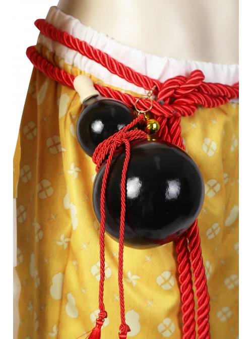 Street Fighter 6 Jamie Halloween Cosplay Costume Yellow Print Costume Waist Gourd Accessory Set