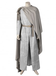 The Lord Of The Rings Elrond Halloween Cosplay Costume Long Cape Grey Printed Robe Delicate Ornament Set