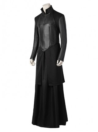 The Sandman Morpheus Halloween Cosplay Costume Black Long Sleeve Top Leather Vest Skirt Set