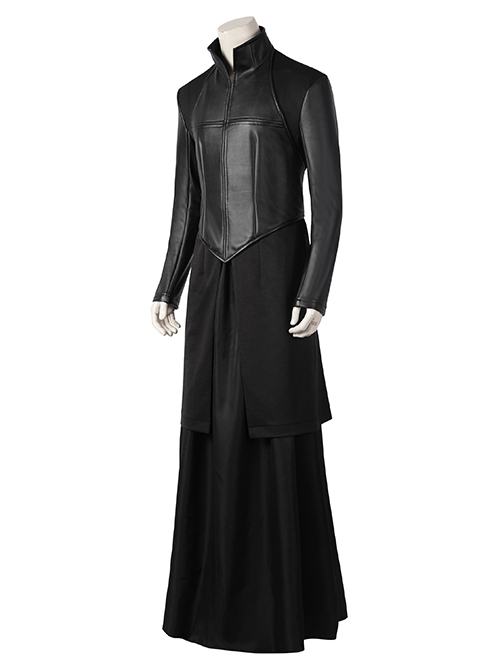 The Sandman Morpheus Halloween Cosplay Costume Black Long Sleeve Top Leather Vest Skirt Set