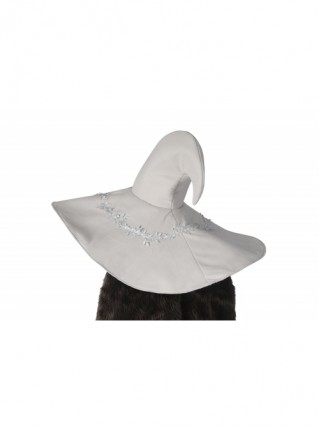 Elden Ring Ranni Halloween Cosplay Costume Gray Skirt Black Plush Cape Large Wide Brim Hat Set