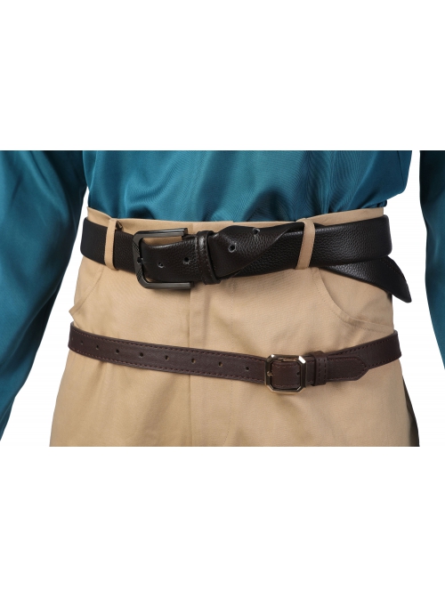 Dungeons Dragons The Bard Halloween Cosplay Costume Black Leather Jacket Lake Blue Inner Light Brown Pants Set Shoes Not Included