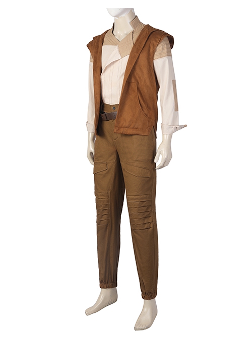 Andor Season 1 Cassian Andor Star Wars Halloween Cosplay Costume Beige Patchwork Shirt Brown Vest Pants Set