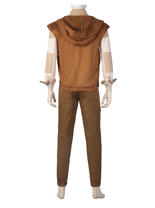 Andor Season 1 Cassian Andor Star Wars Halloween Cosplay Costume Beige Patchwork Shirt Brown Vest Pants Set