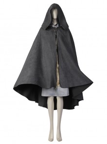 Elden Ring Melina Halloween Cosplay Costume Black Hooded Cape Brown Overcoat Grey Short Skirt Set Shoes Not Included