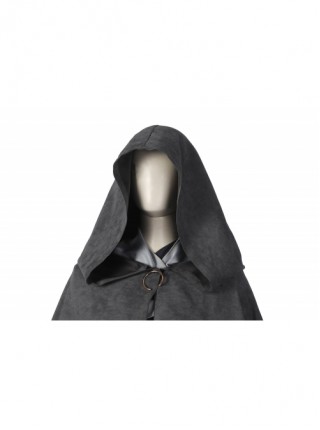 Elden Ring Melina Halloween Cosplay Costume Black Hooded Cape Brown Overcoat Grey Short Skirt Set Shoes Not Included