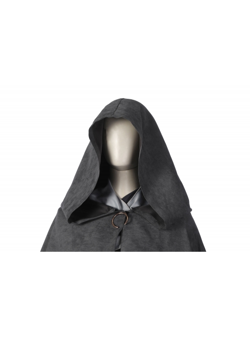 Elden Ring Melina Halloween Cosplay Costume Black Hooded Cape Brown Overcoat Grey Short Skirt Set Shoes Not Included