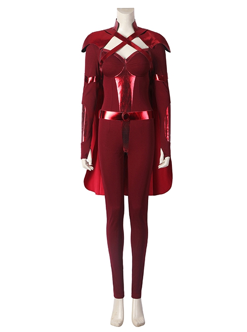 The Boys Season 3 Crimson Countess Halloween Cosplay Costume Red Sexy Slim Bodysuit Cape Blindfold Set Shoes Not Included