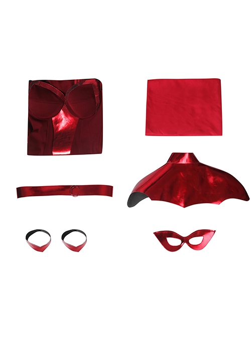 The Boys Season 3 Crimson Countess Halloween Cosplay Costume Red Sexy Slim Bodysuit Cape Blindfold Set Shoes Not Included