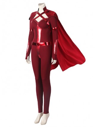 The Boys Season 3 Crimson Countess Halloween Cosplay Costume Red Sexy Slim Bodysuit Cape Blindfold Set Shoes Not Included