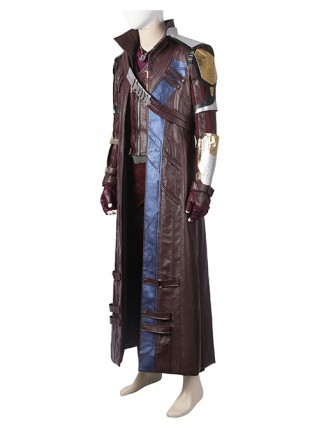 Thor 4 Peter Quill Halloween Cosplay Costume Brown Leather Long Coat Set Shoes Not Included