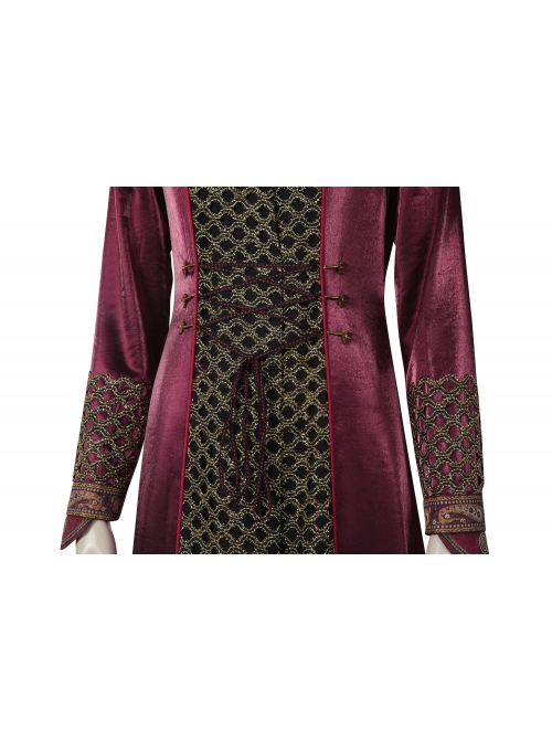 House Of The Dragon Princess Rhaenyra Targaryen Halloween Cosplay Costume Dark Red Long Sleeve Coat Set