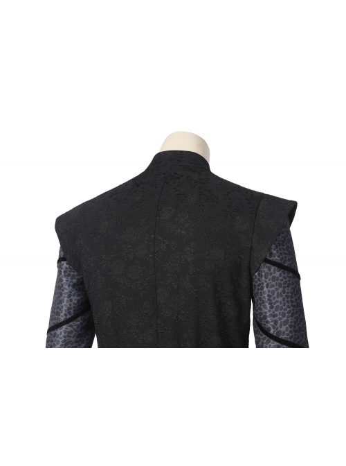 House Of The Dragon Daemon Targaryen Halloween Cosplay Costume Exquisite 3D Pattern Black Overcoat Set