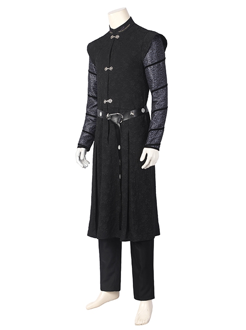 House Of The Dragon Daemon Targaryen Halloween Cosplay Costume Exquisite 3D Pattern Black Overcoat Set