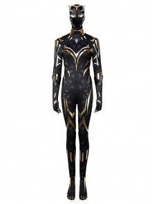 Black Panther Shuri Halloween Cosplay Costume Black Bottom Gold And Silver Color Exquisite Cool Slim Bodysuit