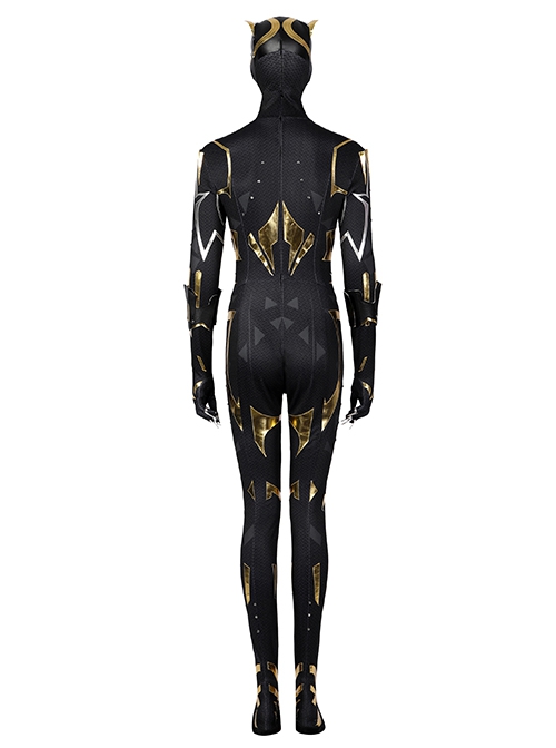 Black Panther Shuri Halloween Cosplay Costume Black Bottom Gold And Silver Color Exquisite Cool Slim Bodysuit