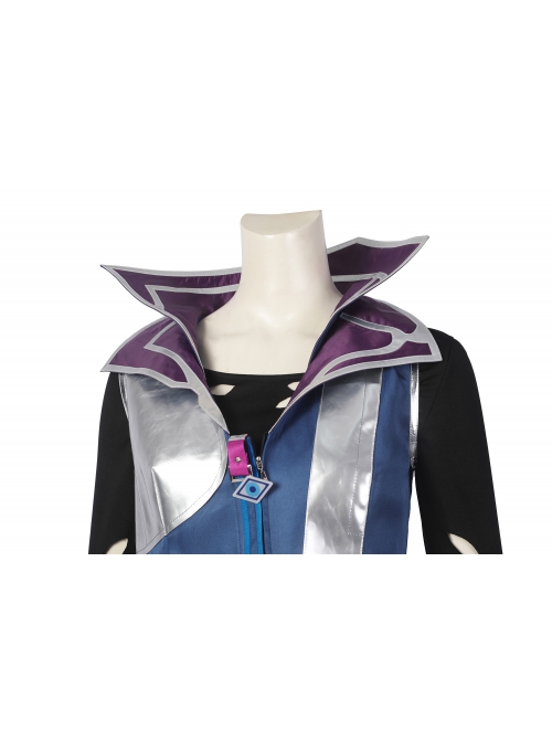Valorant Fade Halloween Cosplay Costume Exquisite Ornaments Textured No Stretch Jacket Pants Purple Waist Bag Set