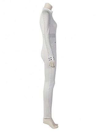 Star Trek Nyota Uhura Halloween Cosplay Costume White Micro Stretch Slim Bodysuit Exquisite Badge Set