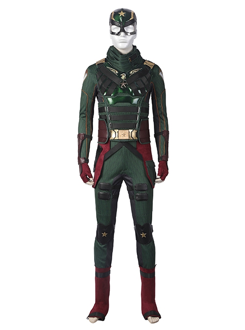 The Boys Season 3 Soldier Boy Halloween Cosplay Costume Dark Green Top Pants Dark Red Gloves Shoe Covers Exquisite Set